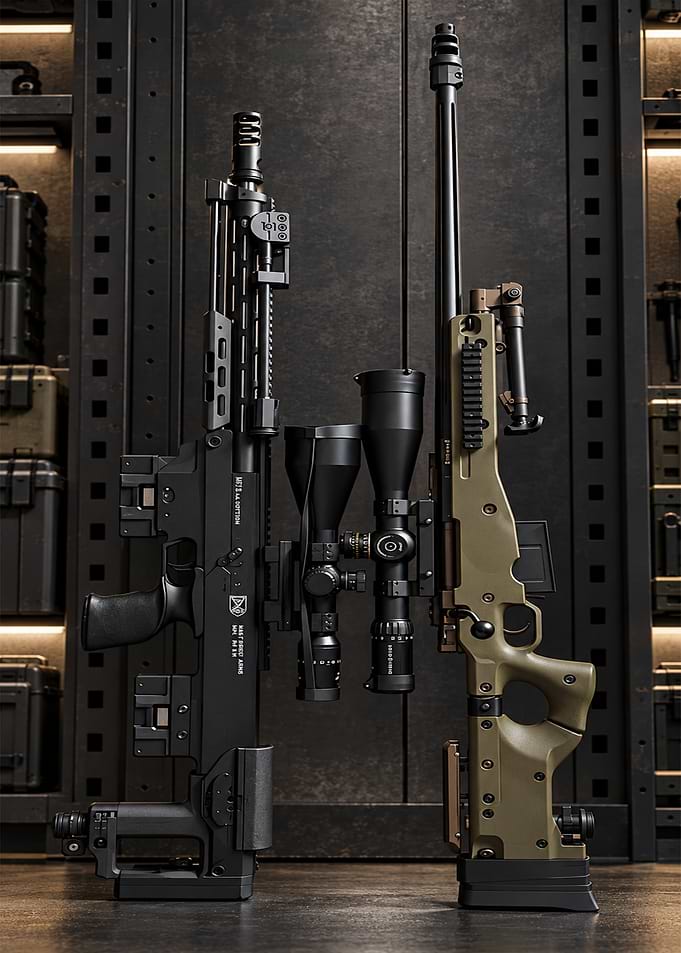 Two Tactical Sniper Rifles Displayed