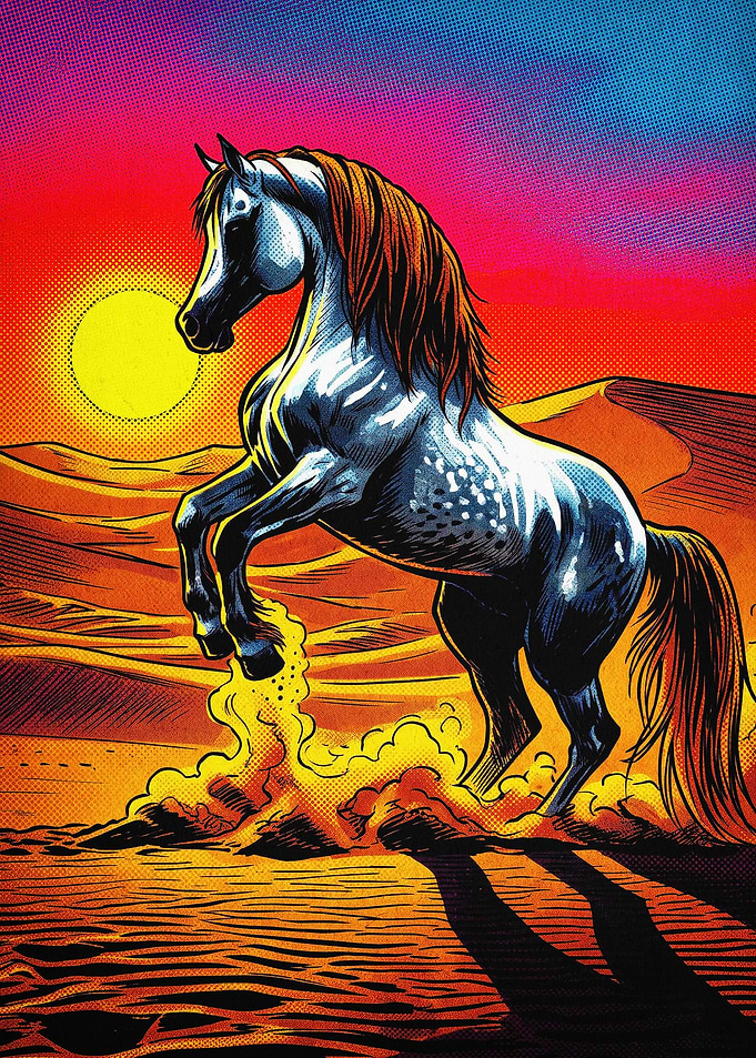 Horse Sunset Pop Art Poster