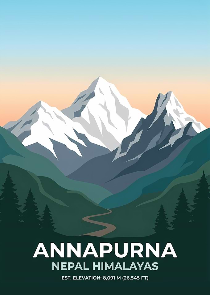 Annapurna Nepal Himalayas Travel Poster