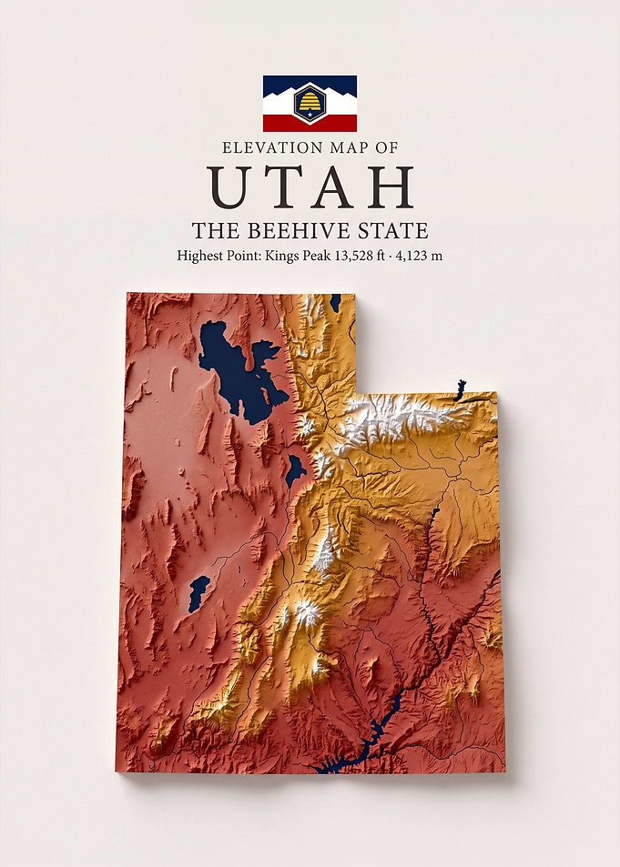 Elevation Map of Utah