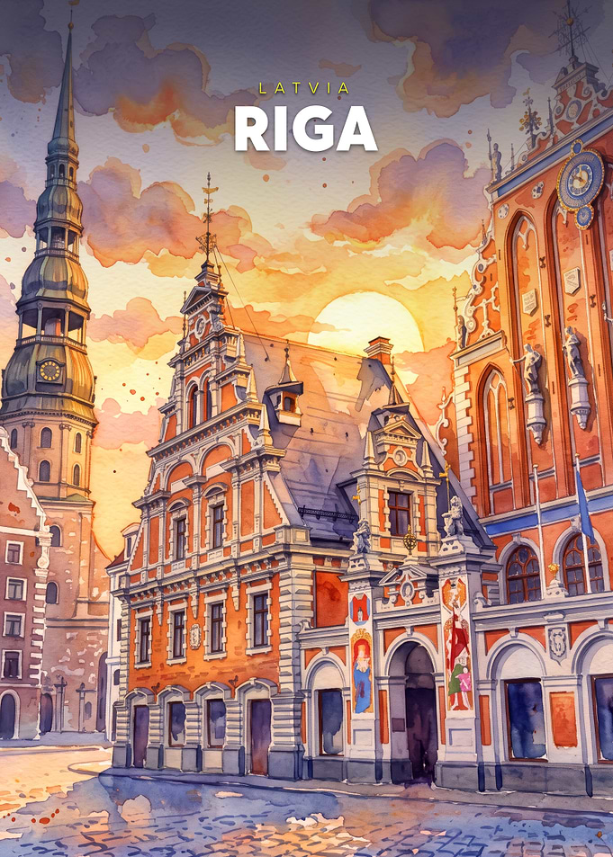 Riga Latvia Watercolor