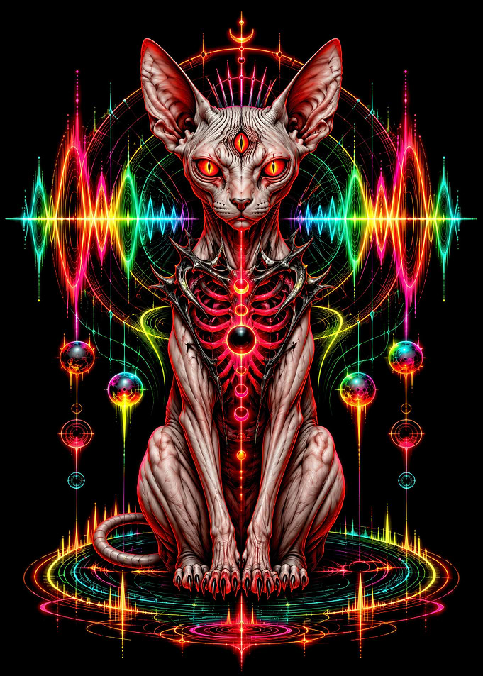 Mystical Sphynx Cat with Third Eye