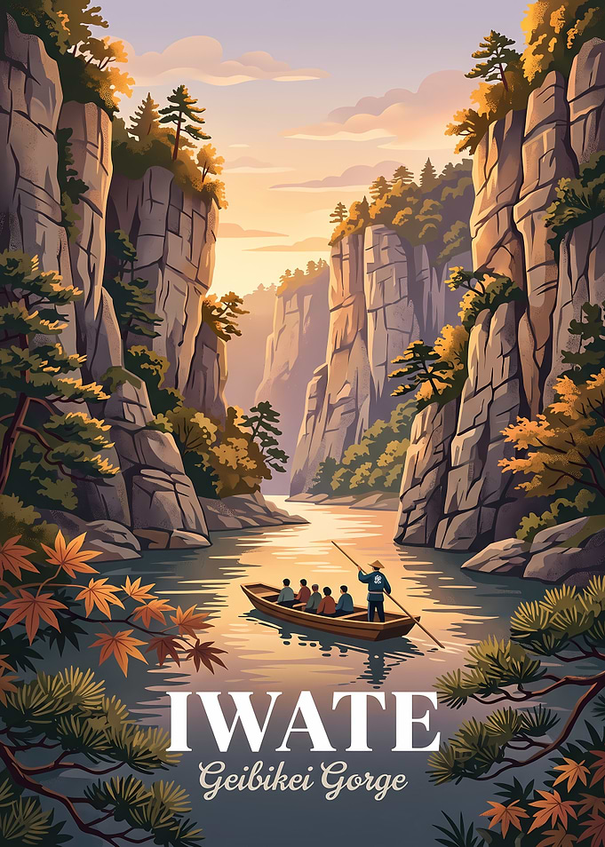 Iwate Geibikei Gorge Travel Poster