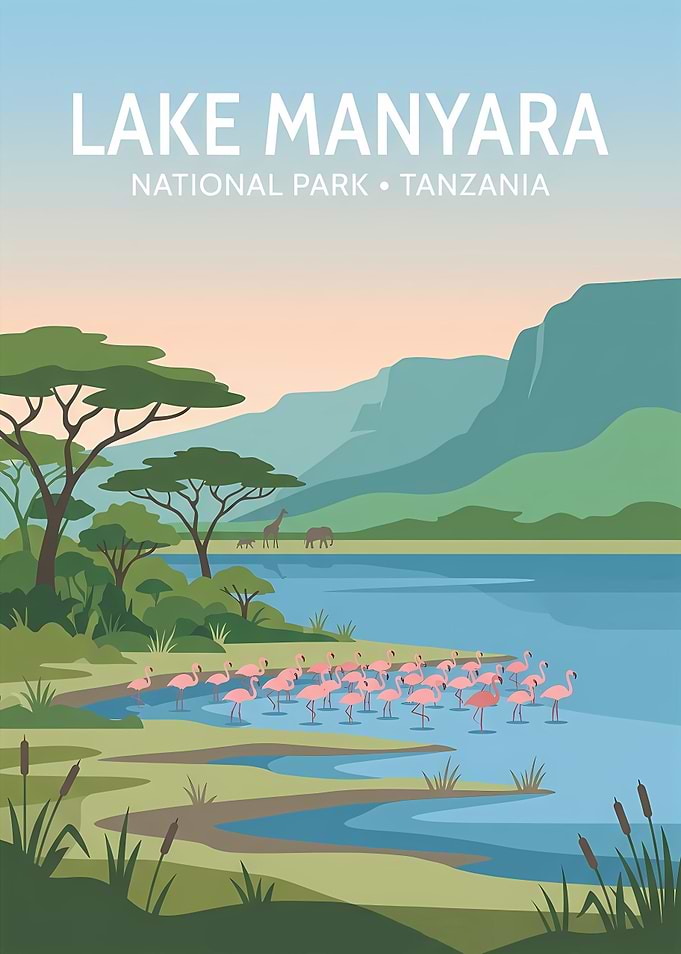Lake Manyara National Park Travel Poster