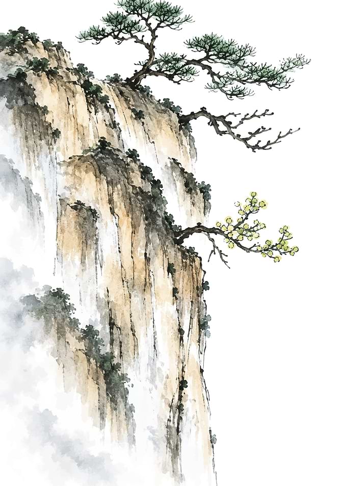 Traditional Chinese Ink Wash Mountain Painting