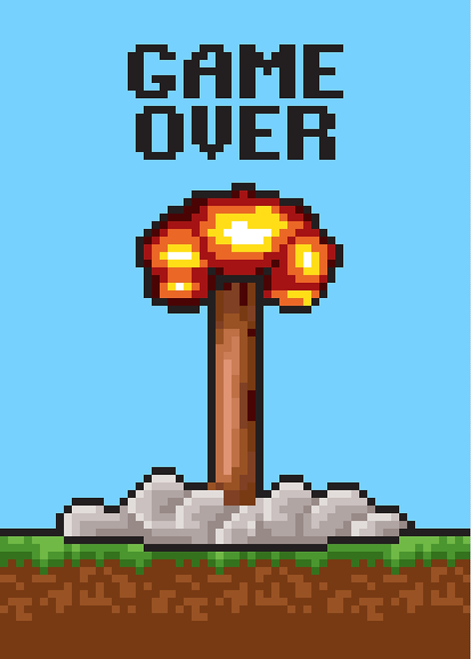 Pixel Art Game Over Mushroom