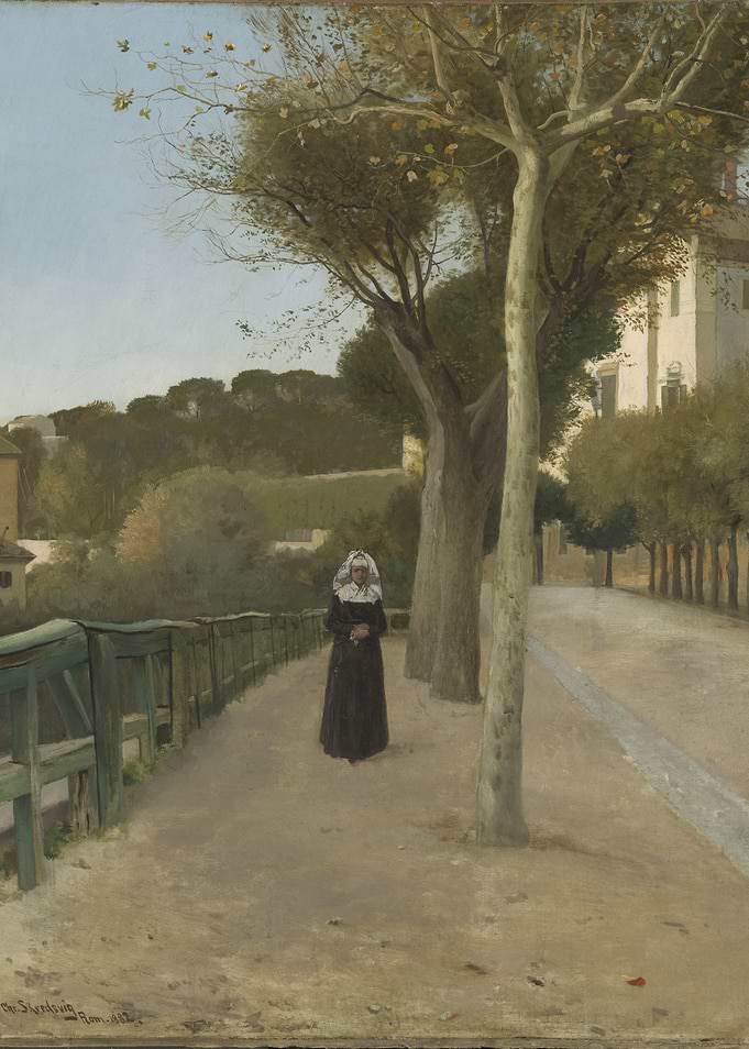 Nun Walking on a Path