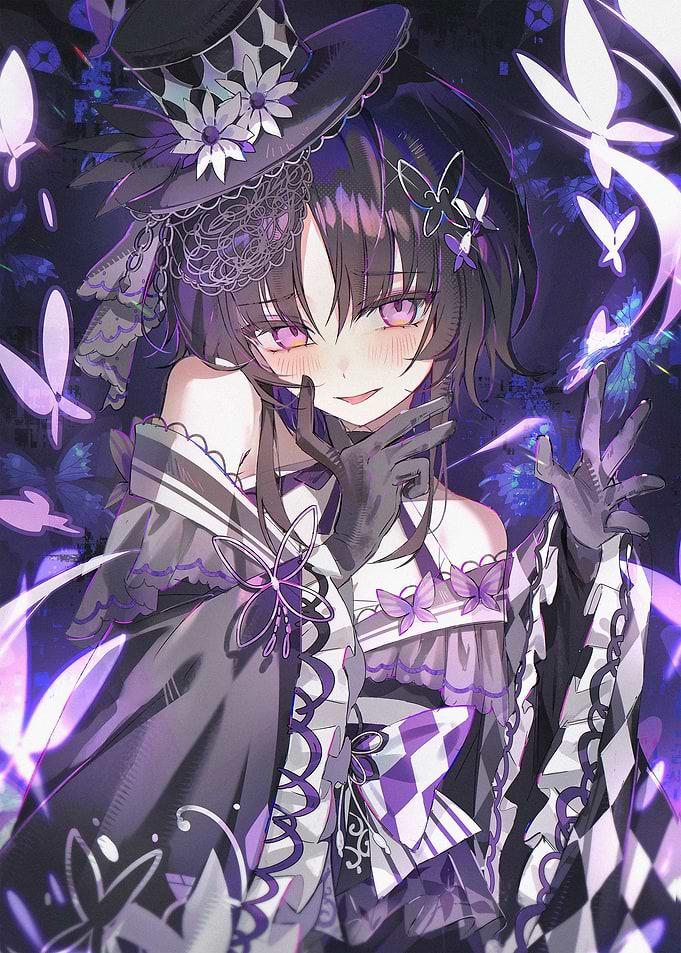 Anime Girl in Gothic Butterfly Outfit