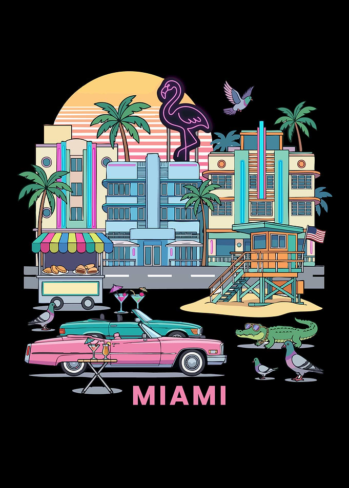 Retro Miami Art Florida Vintage Miami