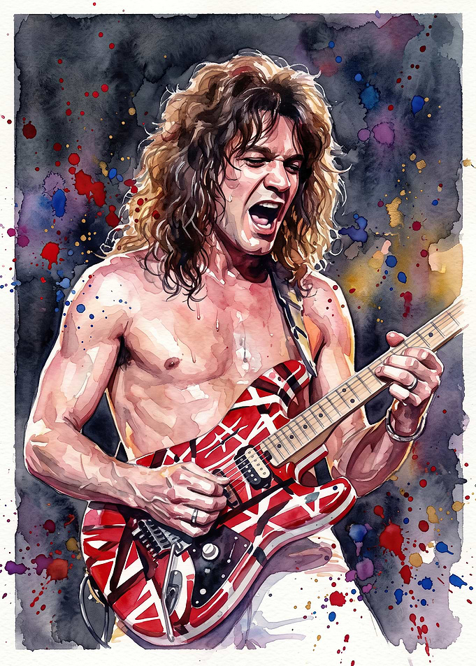 Eddie Van Halen Watercolor Portrait