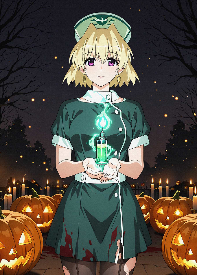 Anime Nurse Halloween Illustration