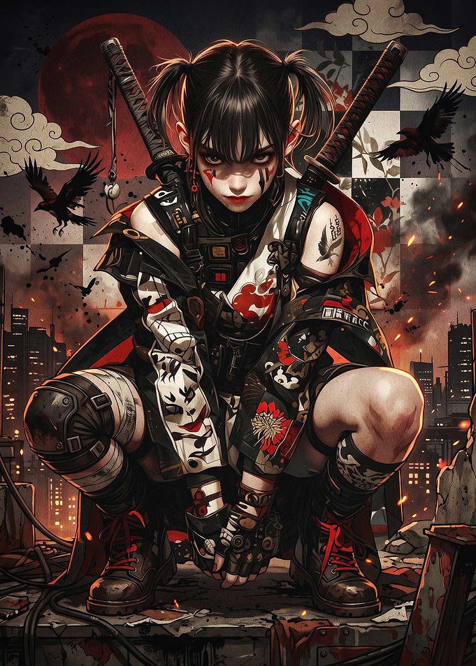 Cyber Samurai Girl Art