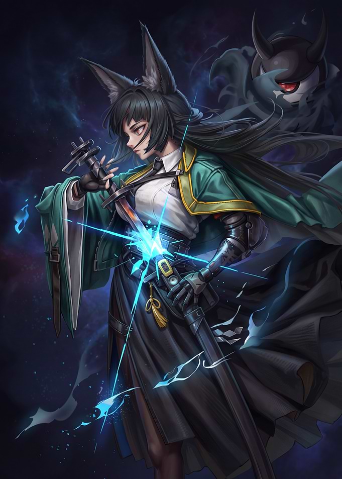 Anime Fox Girl Warrior with Sword