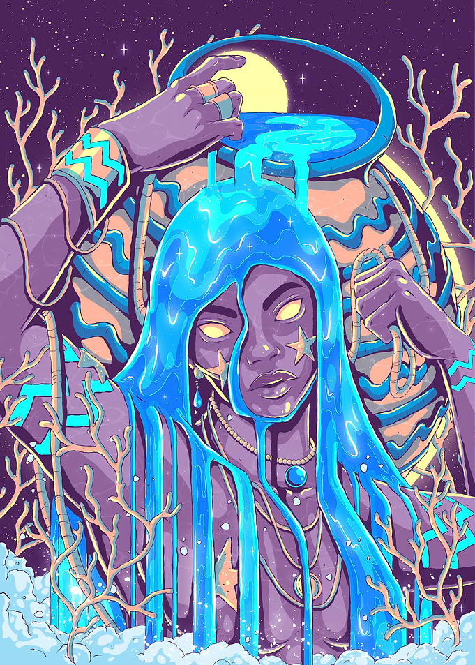 Aquarius Zodiac Water Bearer Illustration