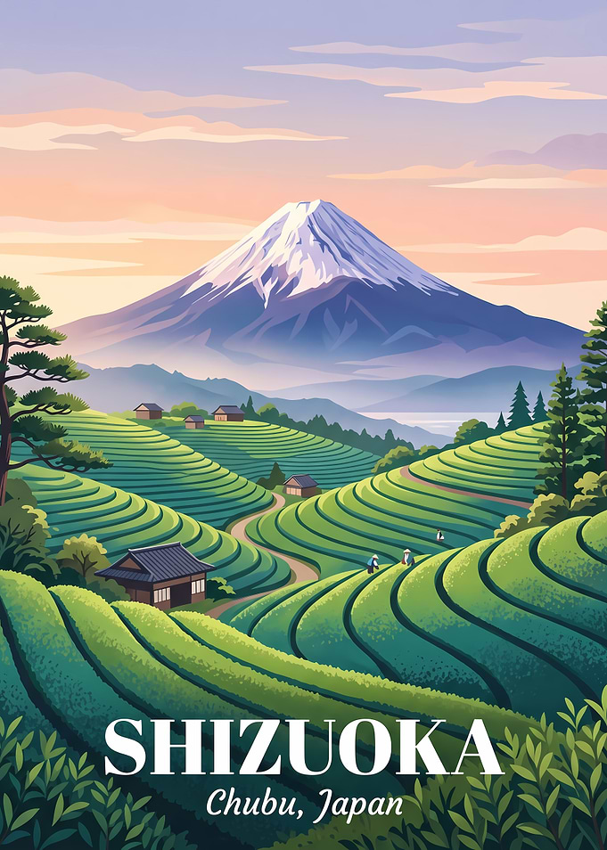 Shizuoka Japan Tea Plantation Poster