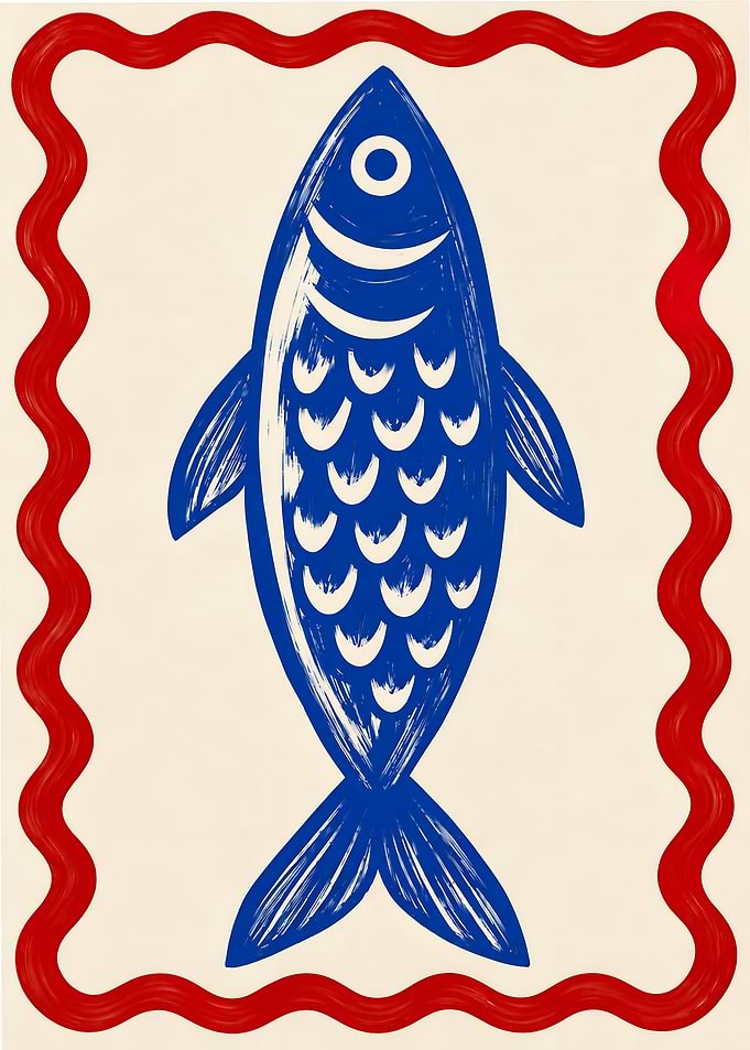 Stylized Blue Fish Illustration