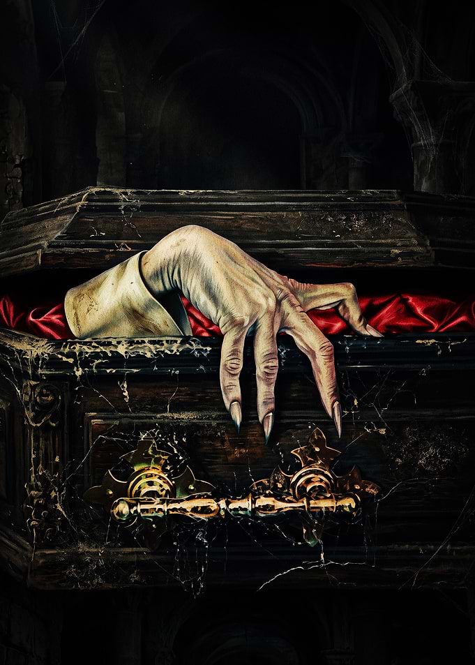 Vampire Hand Emerging from Coffin