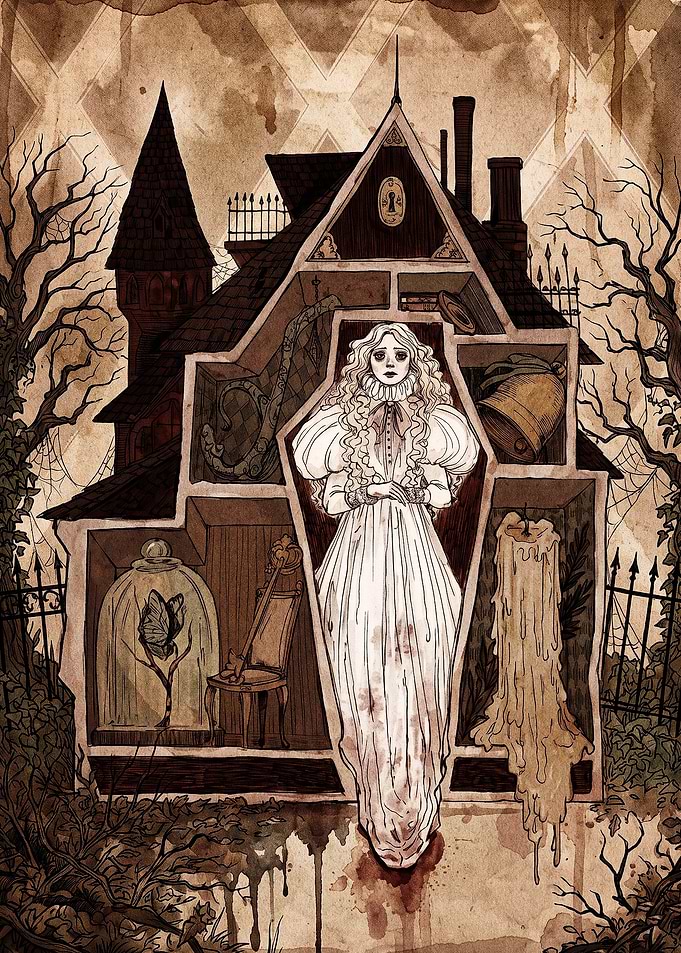 Gothic Dollhouse Illustration