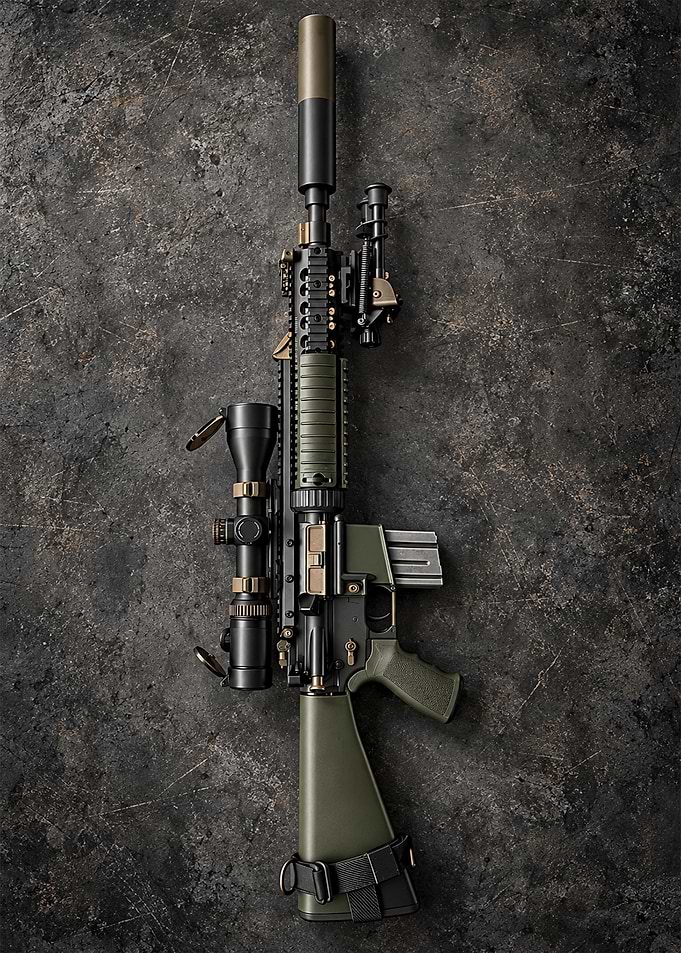 Tactical AR-15 Rifle with Suppressor
