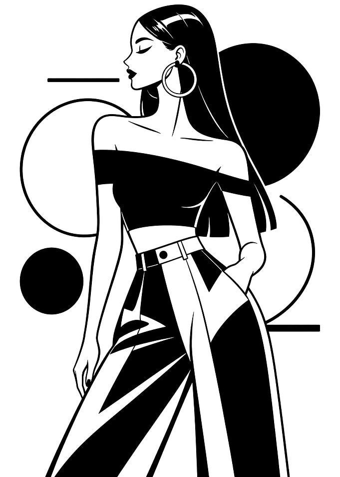 Stylish Woman in Minimalist Fashion Illustration