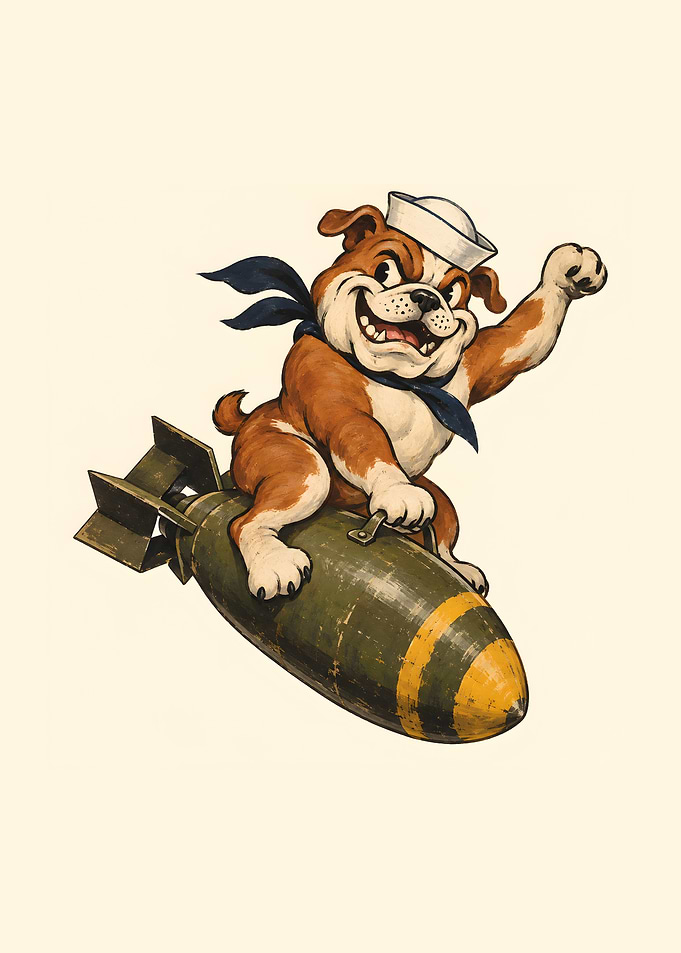 Bulldog Bomb Rider - WWII Squadron Mascot Art