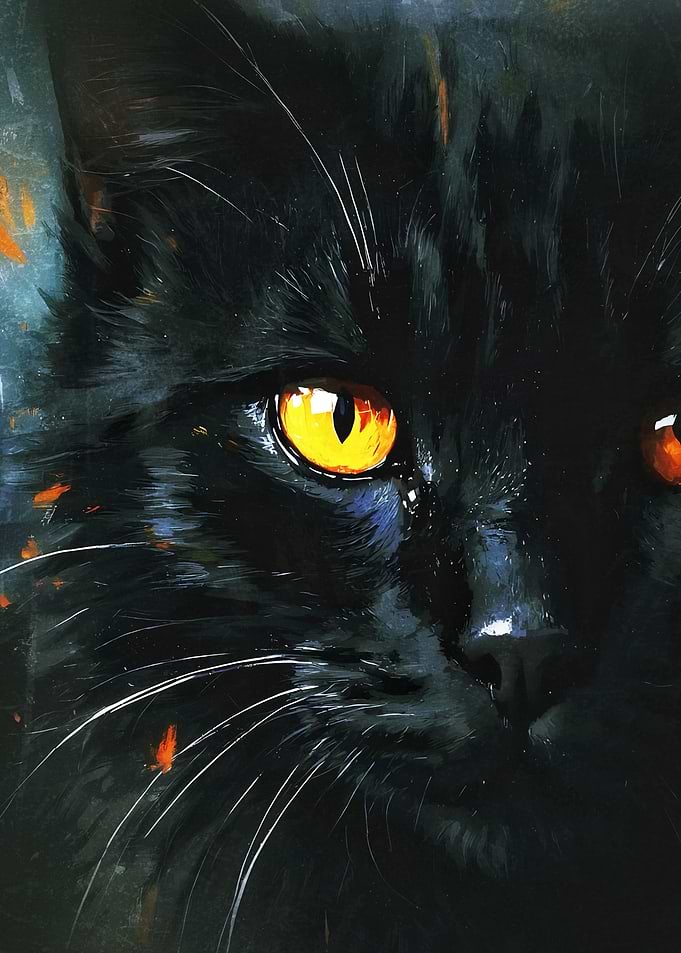 Close-up Portrait of Black Cat