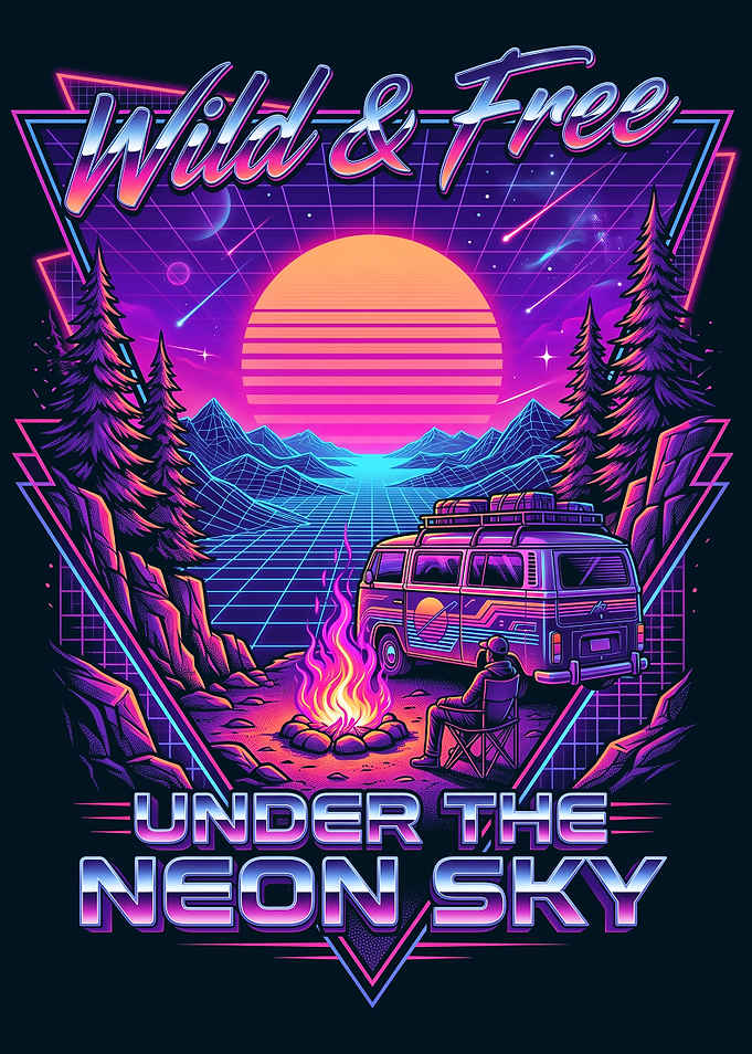 Wild and Free Neon Retro Landscape