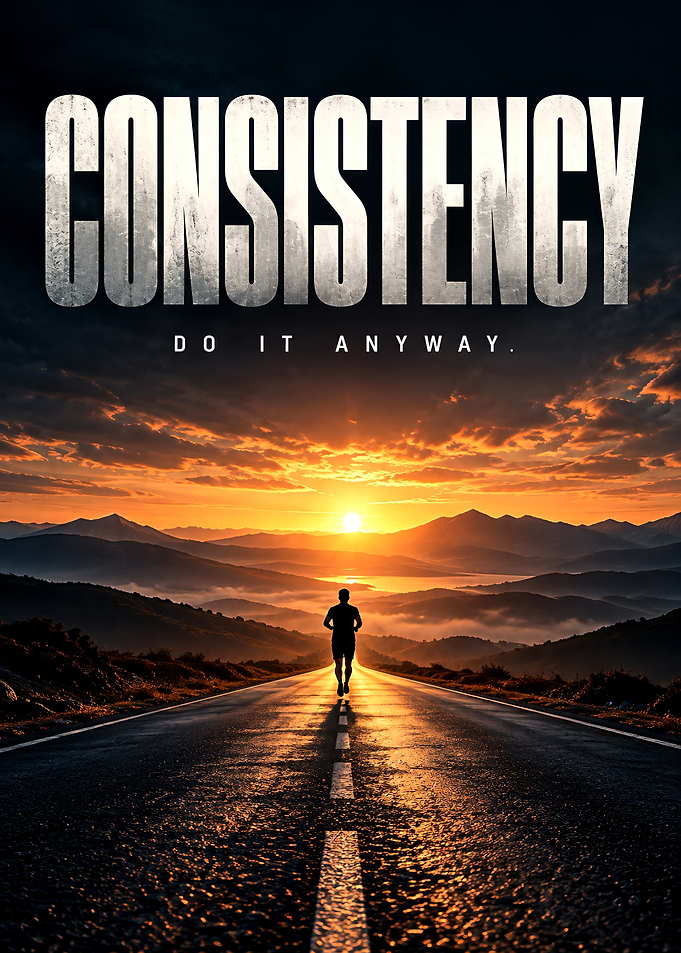 Consistency Motivational Running Poster