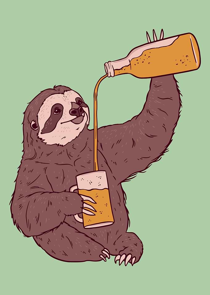 Sloth Pouring a Beer