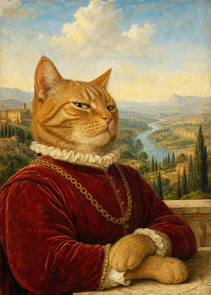 Renaissance Style Portrait of a Cat