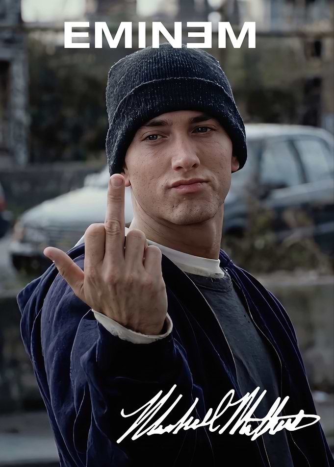 Eminem Portrait with Middle Finger Gesture