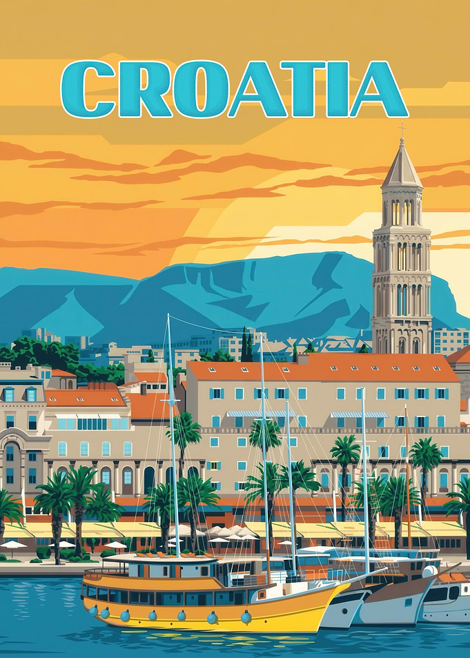 Vintage Travel Poster of Croatia