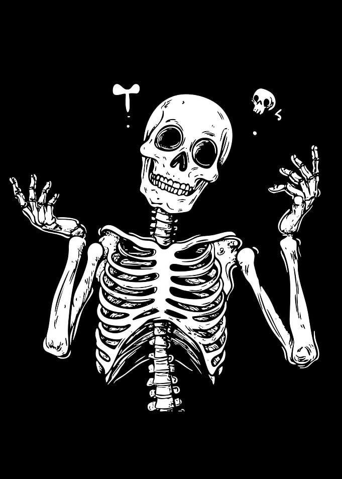 Shrugging Skeleton Digital Illustration