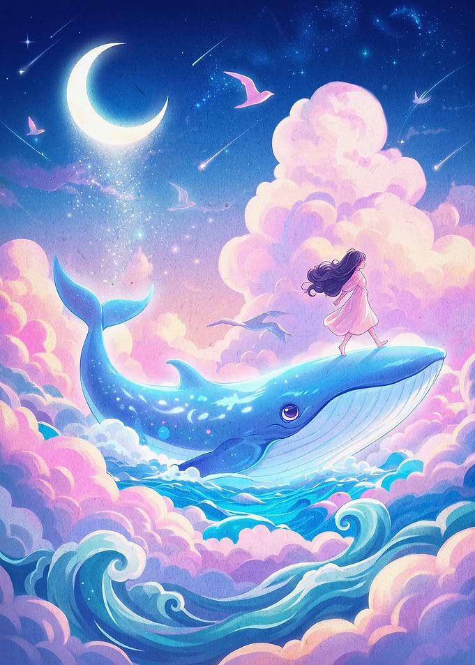 Whale Flight Dream Fantasy Poster