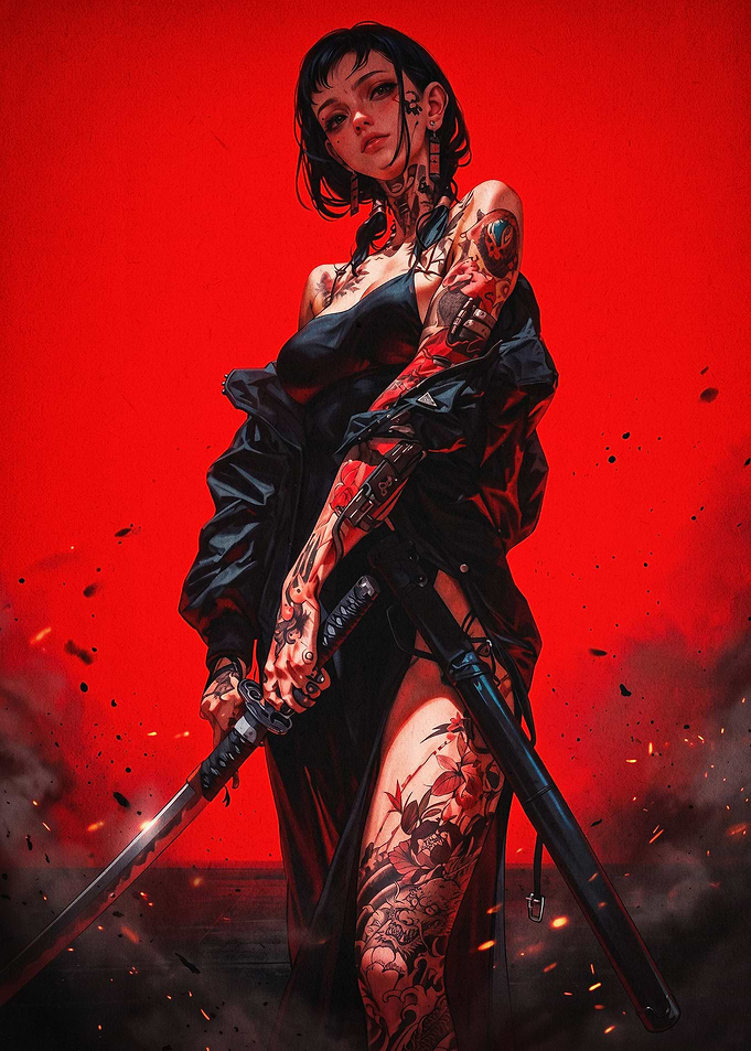 Cyberpunk Samurai Girl Art