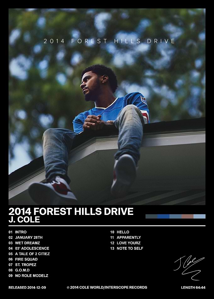 J. Cole 2014 Forest Hills Drive Poster