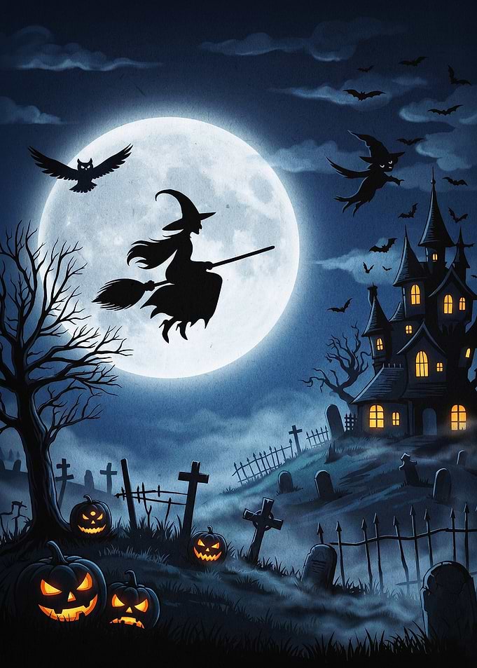 Halloween Witch Spooky Art Poster
