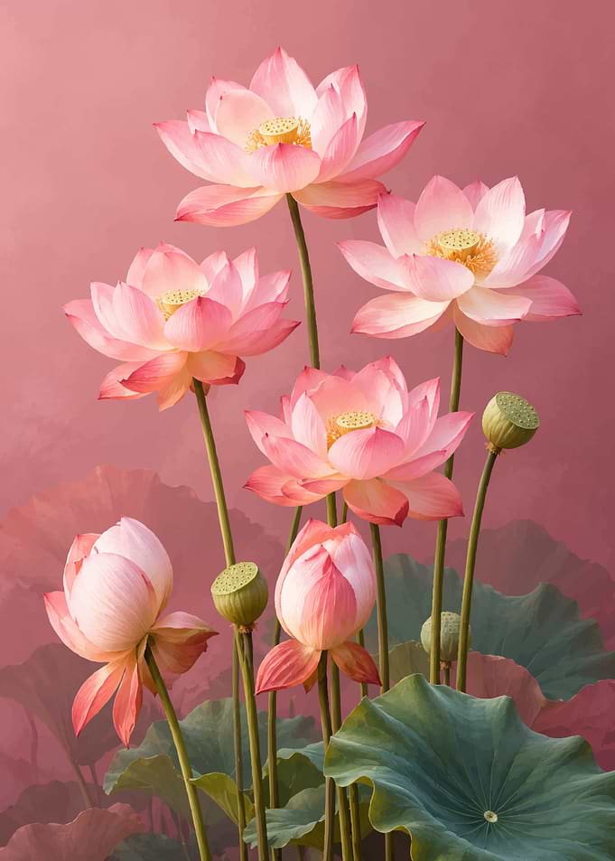 Elegant Pink Lotus Flowers