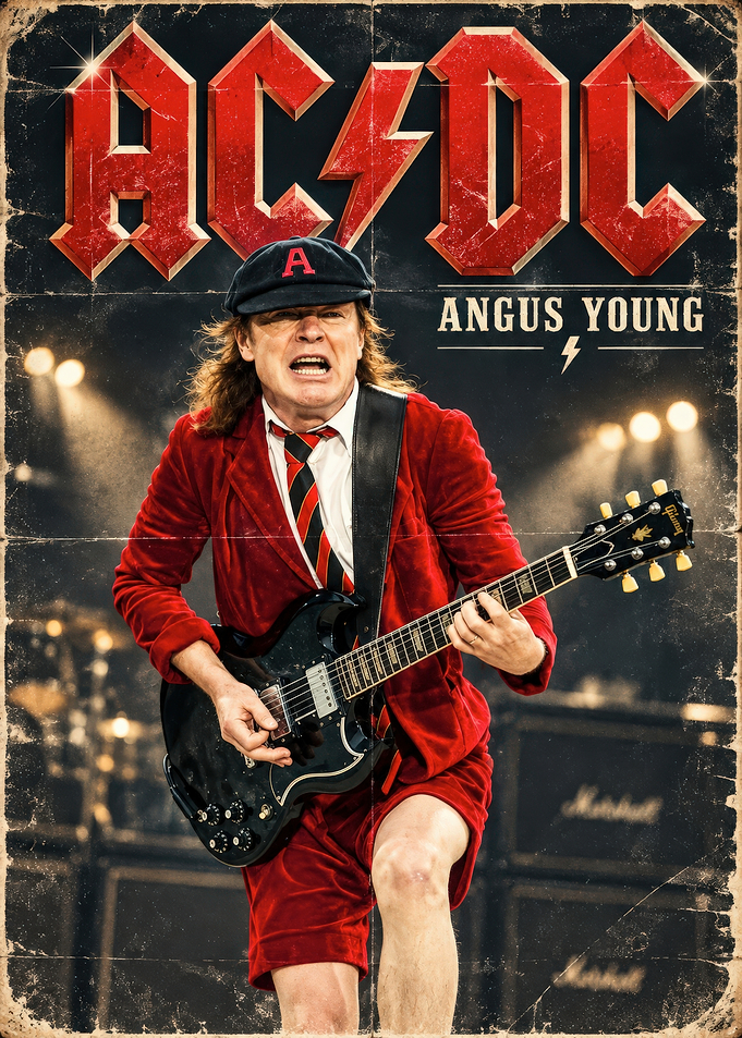 Angus Young AC/DC Vintage Poster