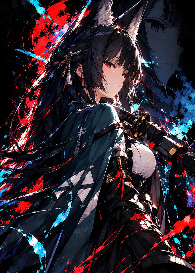 Anime Wolf Girl Samurai Warrior