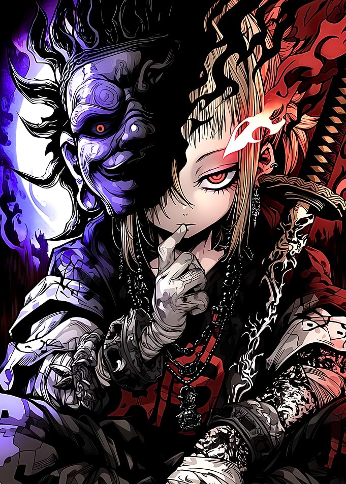 Anime Girl with Oni Spirit