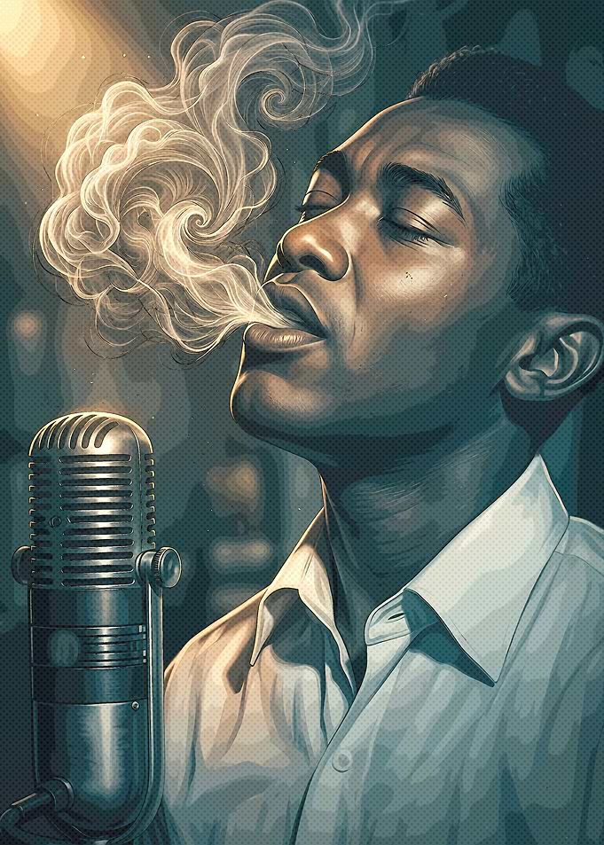 Soulful Jazz Singer with Vintage Microphone