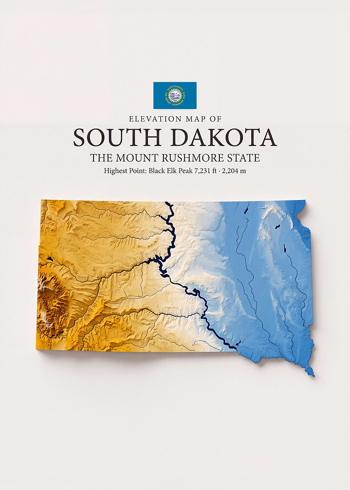 Elevation Map of South Dakota