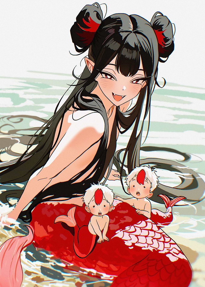 Anime Mermaid Mother and Children