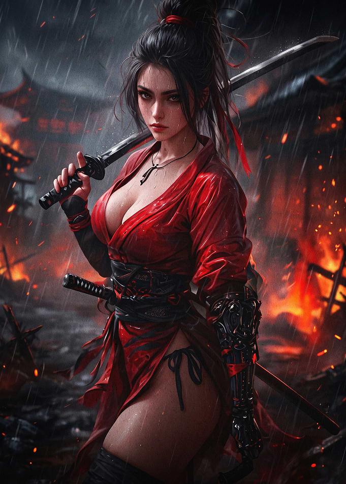 Samurai Girl Sword Warrior Poster