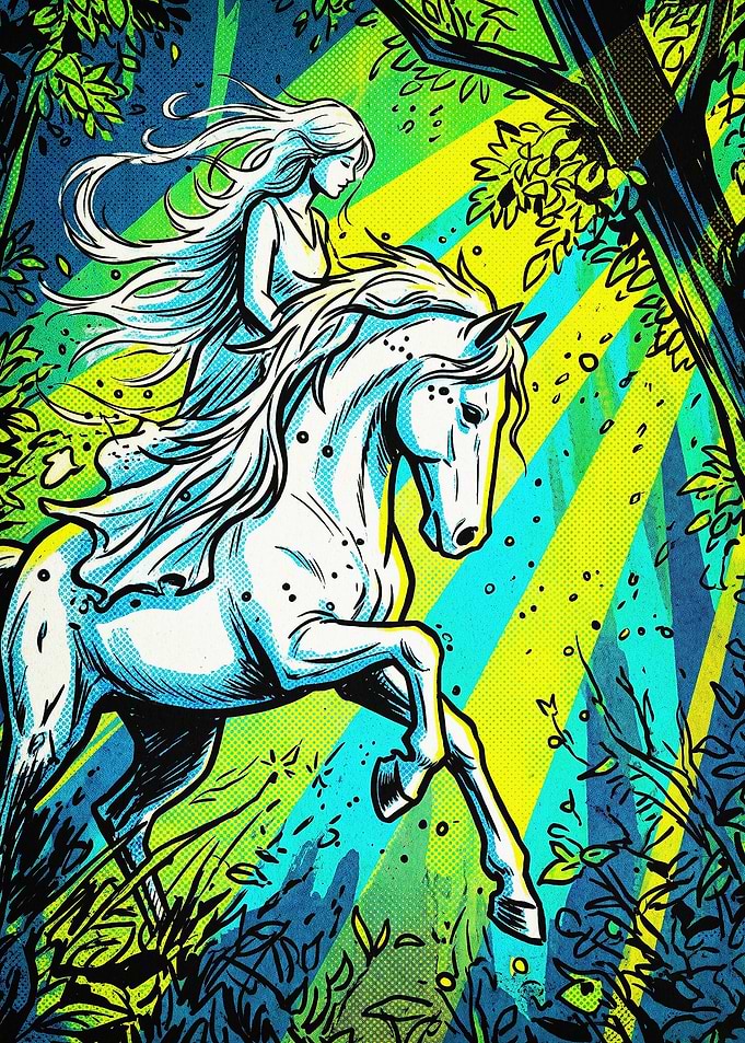 White Horse Fantasy Pop Art Poster