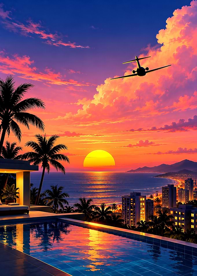 Tropical Sunset Infinity Pool View