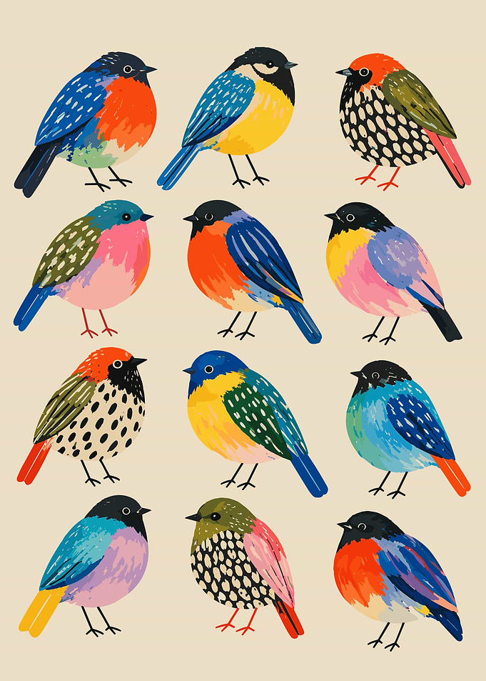 Colorful Illustrated Bird Collection