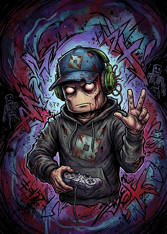 Zombie Roblox Gamer Digital Art