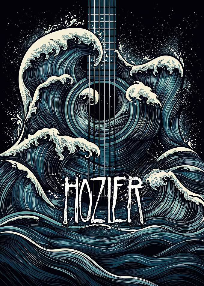 Hozier Guitar Ocean Wave Poster